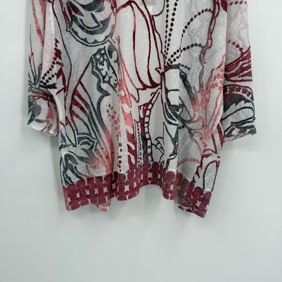 Chico’s NWT Tie-dye Look Jacquard Sheer Jacket Size 2(L) Open Front 3/4 Sleeves - Picture 9 of 11
